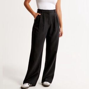 NWT Abercrombie & Finch Curve Love Sloane Tailored Wide Leg Pant Navy Sz 27 Long